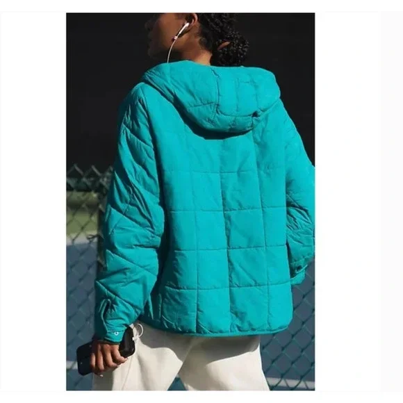 Free People Pippa Packable Pullover Puffer Jacket Small Teal - Picture 2 of 7